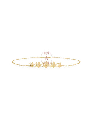 Yellow Gold Aligned Butterfly Silver Bracelet