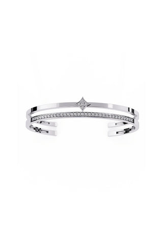 White Gold Plated Double Layered Moissanite Bracelet