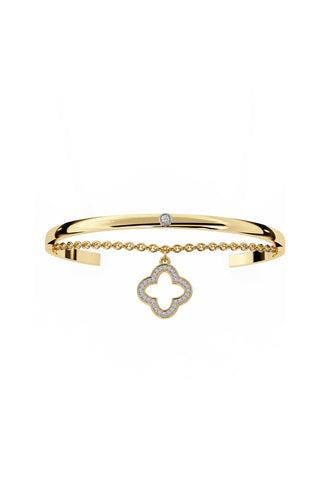 Yellow Gold Silver Clover  Bracelet