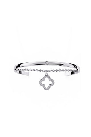 White Silver Clover  Bracelet